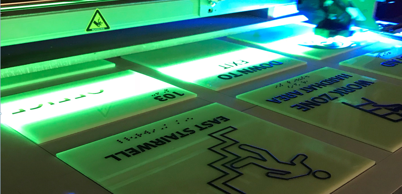 Acriglo 3D ADA Braille Sign - Green Glow